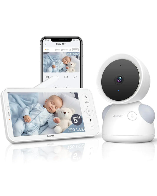 ARENTI Baby Monitor WiFi 6 Smartphone App 5-inch Wireless Display with Camera and Audio Super Night Vision Cry &Motion Detection Temp & Humidity Sensor 2-Way Talk (D3)