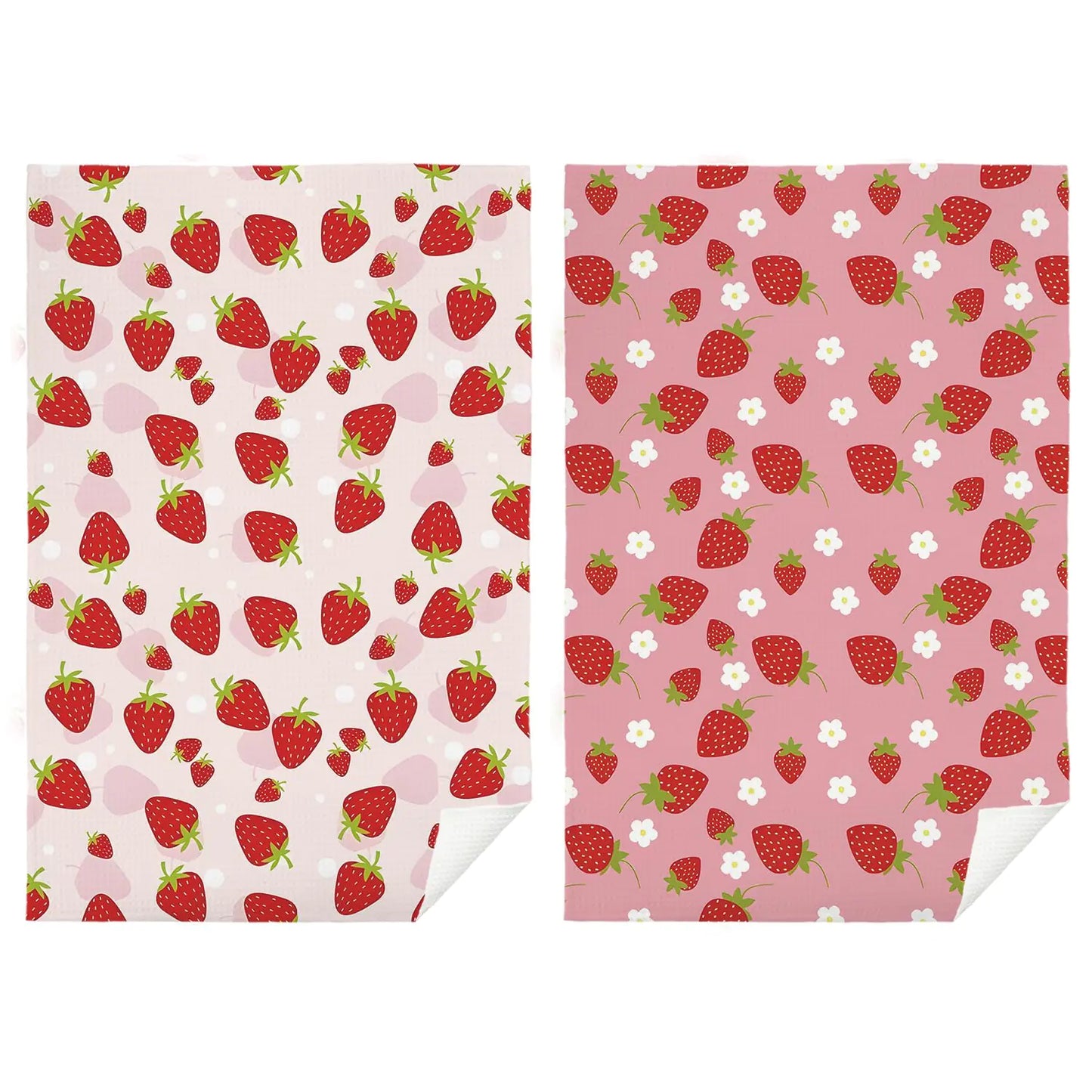 SPBL&L Strawberry Kitchen Towels Set of 2 Summer Pink Red Strawberry Hand Towels Strawberry Dish Towels Strawberry Bathroom Kitchen Decor Strawberry Kitchen Accessories 16x24 Inches