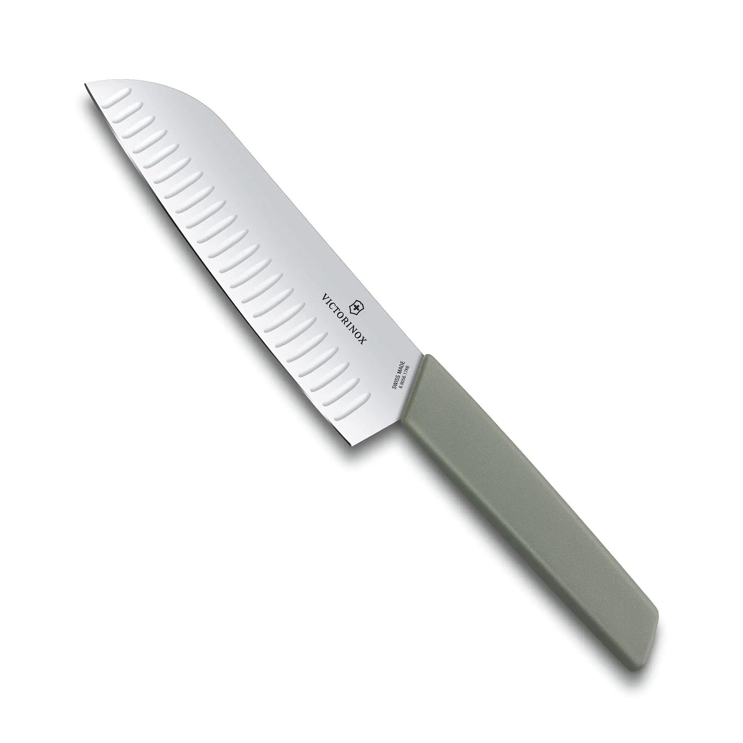 Victorinox Swiss Modern Santoku Knife - Sharp Kitchen Knife for Dicing Slicing & Mincing - Premium Kitchen Accessories - Olive Handle 7"